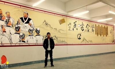 愛心(xin)圖(tu)書(shu)室(shi)講(jiang)學背(bei)景(jing)壁畫 壁尚(shang)靈點(dian)的原(yuan)創藝(yi)術(shu)設計