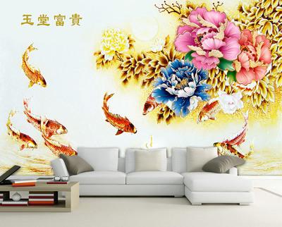 彩雕(diao)玉堂(tang)富(fu)貴壁畫電視(shi)背(bei)景(jing)墻(qiang) 家(jia)居(ju)裝飾(shi)的藝術(shu)升華