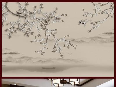 新中(zhong)式(shi)山(shan)水(shui)花(hua)鳥(niao)3D壁(bi)畫 傳統藝術與(yu)現代(dai)科(ke)技的完(wan)美(mei)融合(he)