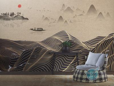 禪(chan)意(yi)入(ru)畫(hua)，山水(shui)在(zai)心 新(xin)中式(shi)抽(chou)象(xiang)線(xian)條(tiao)背景墻的(de)意(yi)境(jing)營造(zao)